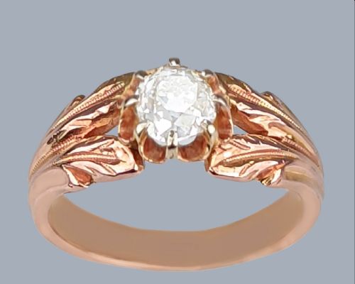 VINTAGE 18CT ROSE GOLD DIAMOND ENGAGEMENT RING 065CT SOLITAIRE 1950S RING - ADDITIONAL PHOTO 2