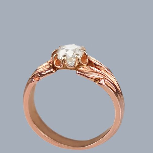 VINTAGE 18CT ROSE GOLD DIAMOND ENGAGEMENT RING 065CT SOLITAIRE 1950S RING - ADDITIONAL PHOTO 3