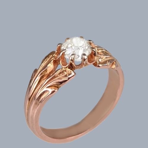 VINTAGE 18CT ROSE GOLD DIAMOND ENGAGEMENT RING 065CT SOLITAIRE 1950S RING - ADDITIONAL PHOTO 4