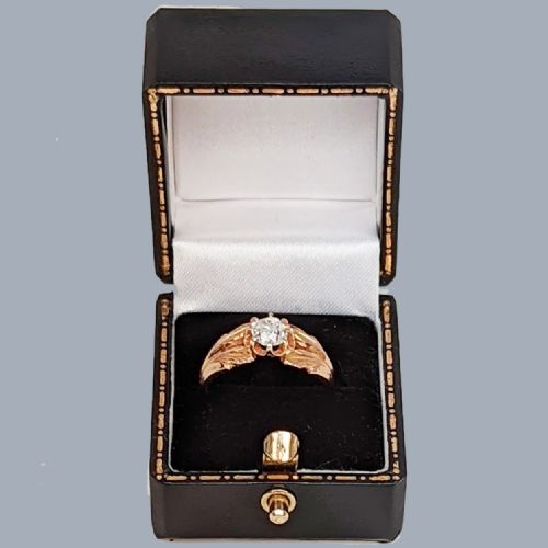 VINTAGE 18CT ROSE GOLD DIAMOND ENGAGEMENT RING 065CT SOLITAIRE 1950S RING - ADDITIONAL PHOTO 5