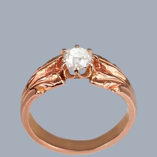 VINTAGE 18CT ROSE GOLD DIAMOND ENGAGEMENT RING 065CT SOLITAIRE 1950S RING - ADDITIONAL PHOTO 7