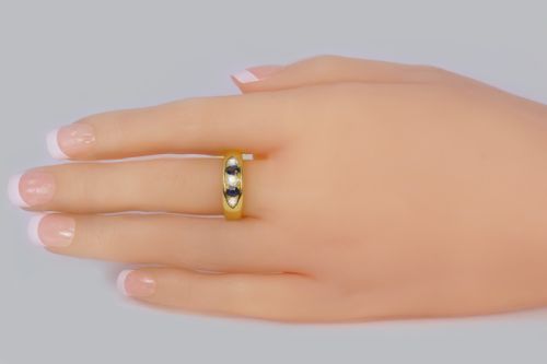 VICTORIAN 18CT GOLD SAPPHIRE AND DIAMOND BOAT RING ANTIQUE 1890 - ADDITIONAL PHOTO 6