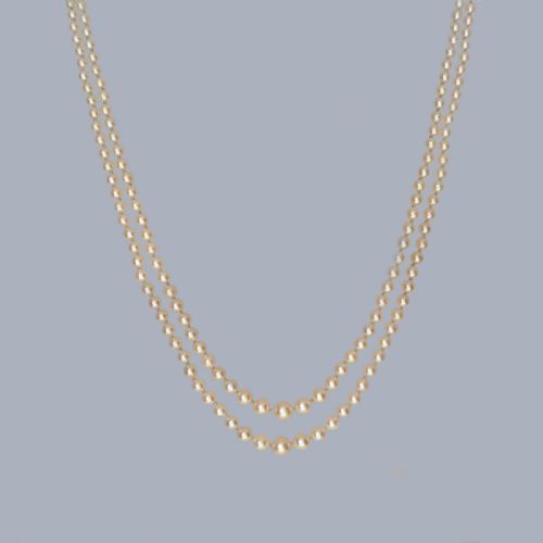 VINTAGE 1960S DOUBLE STRAND PEARL NECKLACE WITH 9CT GOLD AMETHYST CLASP - ADDITIONAL PHOTO 5
