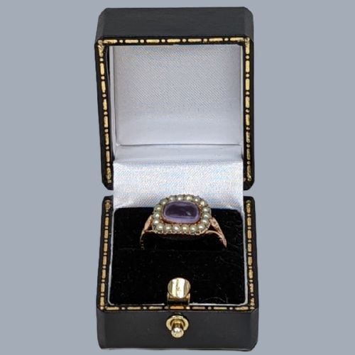 VICTORIAN AMETHYST PEARL CLUSTER RING IN 18CT ROSE GOLD ANTIQUE C1890 - ADDITIONAL PHOTO 7