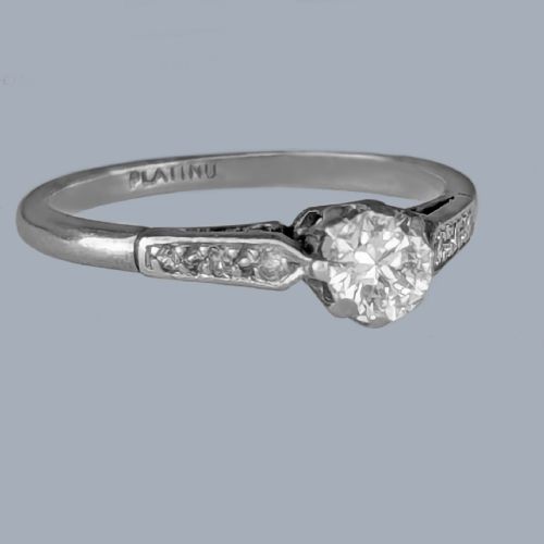 VINTAGE 1950S PLATINUM SOLITAIRE RING 050CT DIAMOND ENGAGEMENT RING - ADDITIONAL PHOTO 2