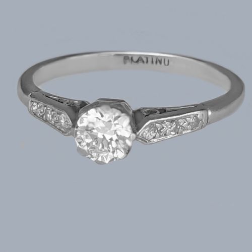VINTAGE 1950S PLATINUM SOLITAIRE RING 050CT DIAMOND ENGAGEMENT RING - ADDITIONAL PHOTO 3