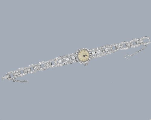 VINTAGE TISSOT 400CT DIAMOND PLATINUM WATCH C1950 MANUAL WIND LADIES BRACELET WATCH - ADDITIONAL PHOTO 8