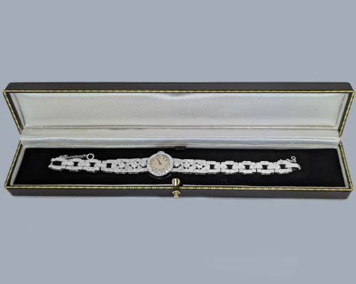 VINTAGE TISSOT 400CT DIAMOND PLATINUM WATCH C1950 MANUAL WIND LADIES BRACELET WATCH - ADDITIONAL PHOTO 17