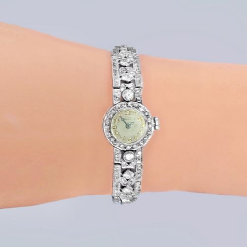 VINTAGE TISSOT 400CT DIAMOND PLATINUM WATCH C1950 MANUAL WIND LADIES BRACELET WATCH - ADDITIONAL PHOTO 20