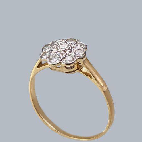 VINTAGE 1920S DIAMOND DAISY CLUSTER RING 18CT GOLD ANTIQUE ENGAGEMENT RING - ADDITIONAL PHOTO 3