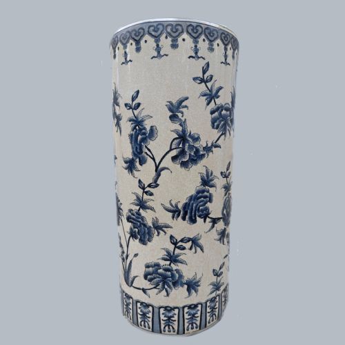 antique ironstone china umbrella stand oriental blue and white porcelain with rambling roses circa 1930s - CATEGORY: ANTIQUE CERAMICS - DATED 1930