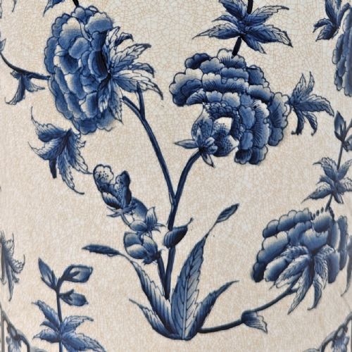 ANTIQUE IRONSTONE CHINA UMBRELLA STAND ORIENTAL BLUE AND WHITE PORCELAIN WITH RAMBLING ROSES CIRCA 1930S - ADDITIONAL PHOTO 6