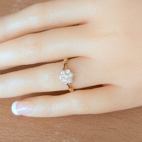 ANTIQUE 18CT GOLD DIAMOND CLUSTER ENGAGEMENT RING OLD CUT DIAMONDS VICTORIAN C1900 - ADDITIONAL PHOTO 10