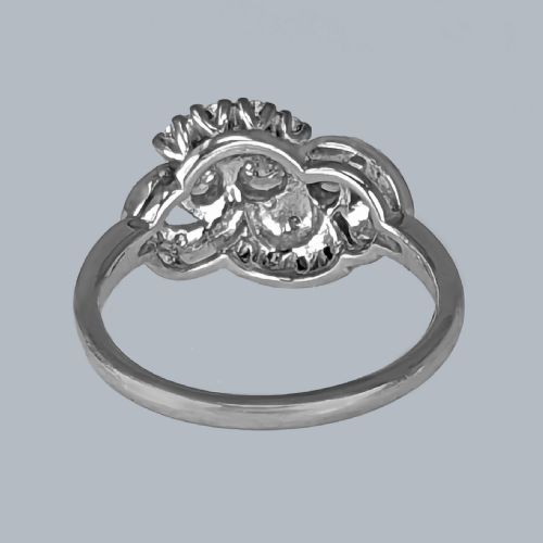 1930S DIAMOND CLUSTER RING 18CT WHITE GOLD TRILOGY ANTIQUE ENGAGEMENT RING - ADDITIONAL PHOTO 6