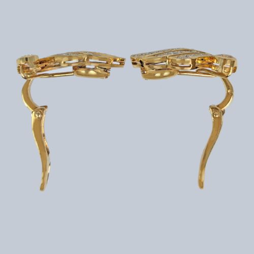 VINTAGE 1960S 18CT GOLD DIAMOND WING EARRINGS 16CT BRILLIANT CUT DIAMONDS - ADDITIONAL PHOTO 8