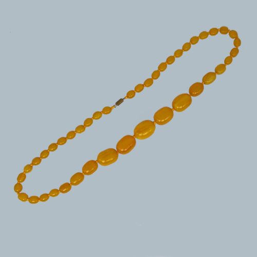 ANTIQUE 1930S BALTIC EGG YOLK AMBER NECKLACE GRADUATED BEADS 28 80G - ADDITIONAL PHOTO 1