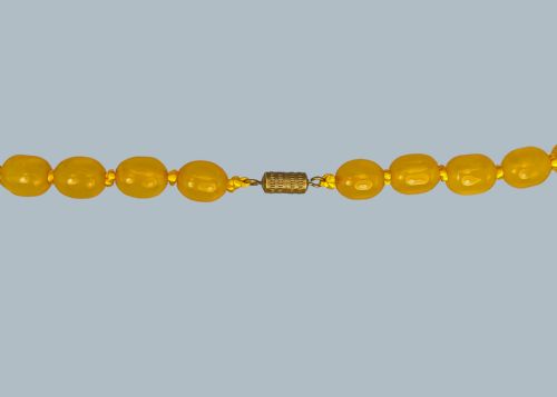 ANTIQUE 1930S BALTIC EGG YOLK AMBER NECKLACE GRADUATED BEADS 28 80G - ADDITIONAL PHOTO 3