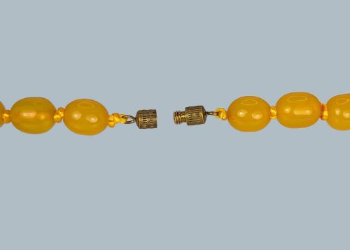 ANTIQUE 1930S BALTIC EGG YOLK AMBER NECKLACE GRADUATED BEADS 28 80G - ADDITIONAL PHOTO 5