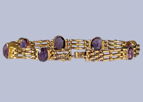ANTIQUE AMETHYST GATE LINK BRACELET VICTORIAN 9CT GOLD BRACELET C1890 - ADDITIONAL PHOTO 2