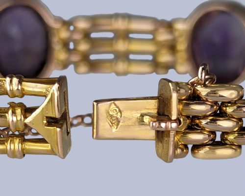 ANTIQUE AMETHYST GATE LINK BRACELET VICTORIAN 9CT GOLD BRACELET C1890 - ADDITIONAL PHOTO 4