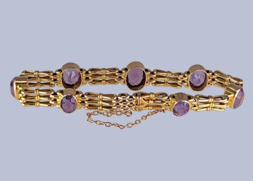 ANTIQUE AMETHYST GATE LINK BRACELET VICTORIAN 9CT GOLD BRACELET C1890 - ADDITIONAL PHOTO 6