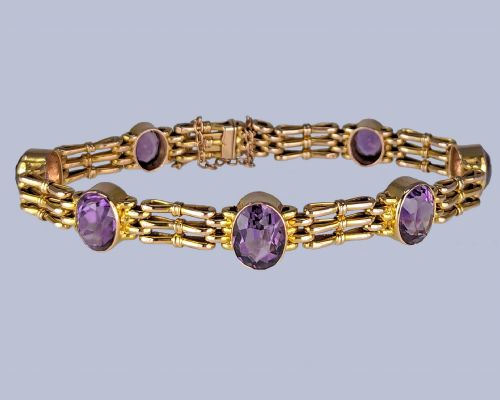 ANTIQUE AMETHYST GATE LINK BRACELET VICTORIAN 9CT GOLD BRACELET C1890 - ADDITIONAL PHOTO 7