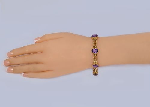 ANTIQUE AMETHYST GATE LINK BRACELET VICTORIAN 9CT GOLD BRACELET C1890 - ADDITIONAL PHOTO 8