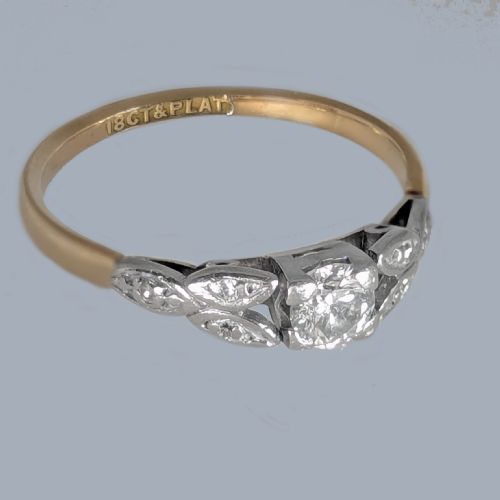EDWARDIAN DIAMOND SOLITAIRE RING 18CT GOLD PLATINUM ENGAGEMENT RING C1920 - ADDITIONAL PHOTO 3