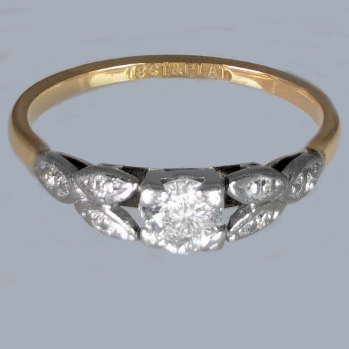 EDWARDIAN DIAMOND SOLITAIRE RING 18CT GOLD PLATINUM ENGAGEMENT RING C1920 - ADDITIONAL PHOTO 4