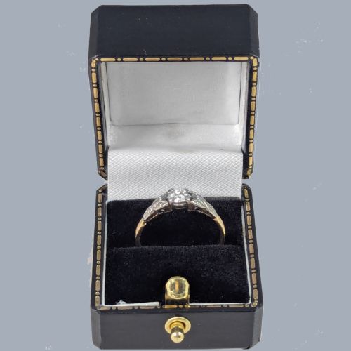 EDWARDIAN DIAMOND SOLITAIRE RING 18CT GOLD PLATINUM ENGAGEMENT RING C1920 - ADDITIONAL PHOTO 7