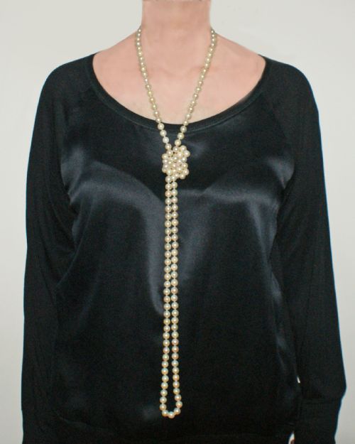 VINTAGE LONG CULTURED PEARL SAUTOIR NECKLACE 9CT GOLD BALL CLASP 1960S - ADDITIONAL PHOTO 4