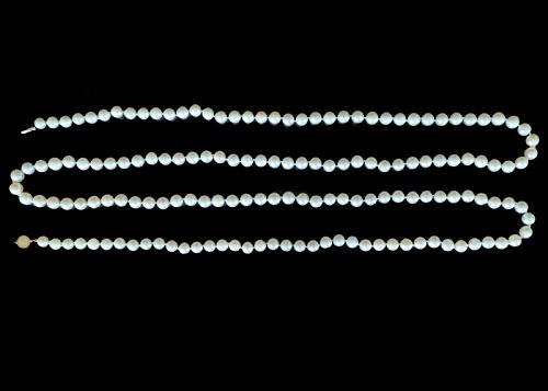 VINTAGE LONG CULTURED PEARL SAUTOIR NECKLACE 9CT GOLD BALL CLASP 1960S - ADDITIONAL PHOTO 6