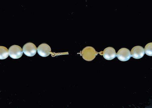 VINTAGE LONG CULTURED PEARL SAUTOIR NECKLACE 9CT GOLD BALL CLASP 1960S - ADDITIONAL PHOTO 7