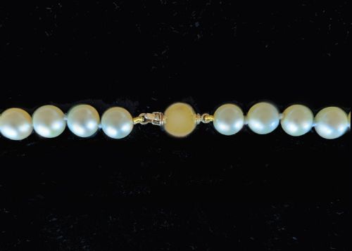 VINTAGE LONG CULTURED PEARL SAUTOIR NECKLACE 9CT GOLD BALL CLASP 1960S - ADDITIONAL PHOTO 8