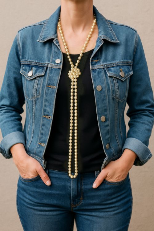 VINTAGE LONG CULTURED PEARL SAUTOIR NECKLACE 9CT GOLD BALL CLASP 1960S - ADDITIONAL PHOTO 12