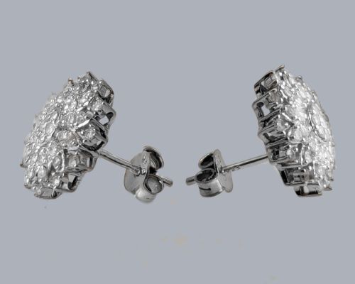 1950S DIAMOND CLUSTER EARRINGS 12CT SINGLE CUT DIAMONDS GVS1 FLORAL DESIGN 925 - ADDITIONAL PHOTO 6