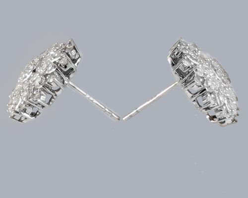 1950S DIAMOND CLUSTER EARRINGS 12CT SINGLE CUT DIAMONDS GVS1 FLORAL DESIGN 925 - ADDITIONAL PHOTO 7