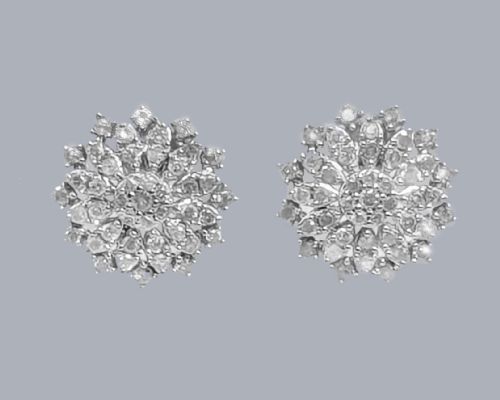 1950S DIAMOND CLUSTER EARRINGS 12CT SINGLE CUT DIAMONDS GVS1 FLORAL DESIGN 925 - ADDITIONAL PHOTO 8