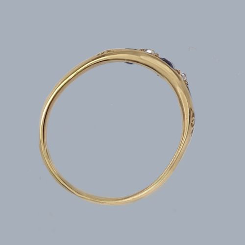 ANTIQUE VICTORIAN SAPPHIRE DIAMOND BOAT RING 18CT GOLD ENGLISH RING CIRCA 1890 - ADDITIONAL PHOTO 8