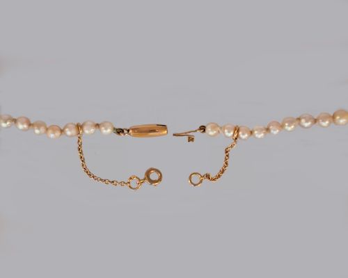 GRADUATED PEARL NECKLACE WITH 9CT GOLD BARREL CLASP 18 INCH VINTAGE CULTURED PEARLS - ADDITIONAL PHOTO 3