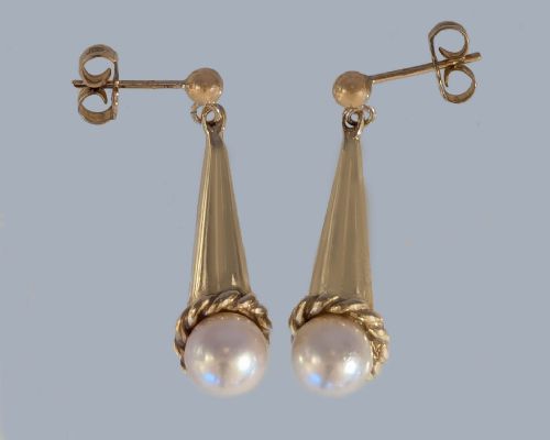 VINTAGE 1950S 9CT GOLD PEARL DROP EARRINGS BIRMINGHAM HALLMARKED - ADDITIONAL PHOTO 4