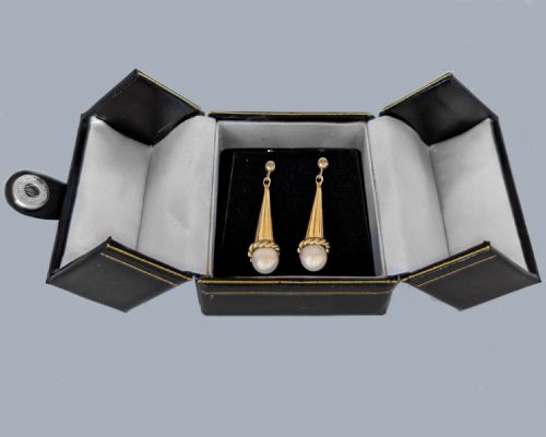 VINTAGE 1950S 9CT GOLD PEARL DROP EARRINGS BIRMINGHAM HALLMARKED - ADDITIONAL PHOTO 5