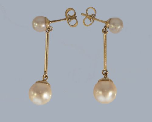 9CT GOLD PEARL DROP EARRINGS HALLMARKED BIRMINGHAM 1968 - ADDITIONAL PHOTO 3