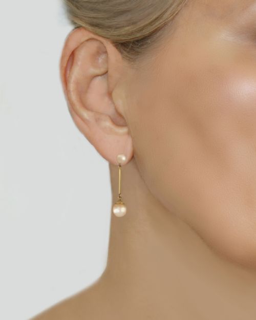 9CT GOLD PEARL DROP EARRINGS HALLMARKED BIRMINGHAM 1968 - ADDITIONAL PHOTO 5