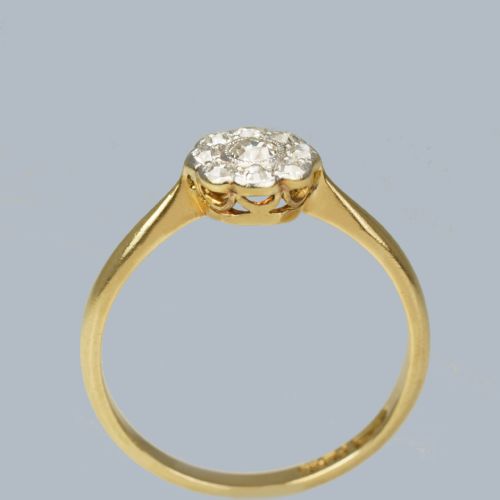 EDWARDIAN 18CT GOLD PLATINUM OLD EUROPEAN CUT DIAMOND DIAMOND CLUSTER RING C1910 - ADDITIONAL PHOTO 2