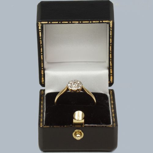 EDWARDIAN 18CT GOLD PLATINUM OLD EUROPEAN CUT DIAMOND DIAMOND CLUSTER RING C1910 - ADDITIONAL PHOTO 5
