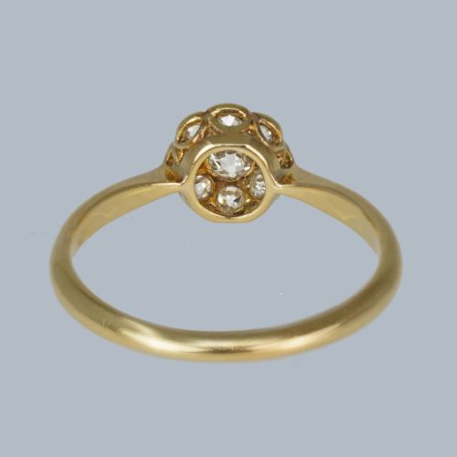 EDWARDIAN 18CT GOLD PLATINUM OLD EUROPEAN CUT DIAMOND DIAMOND CLUSTER RING C1910 - ADDITIONAL PHOTO 6