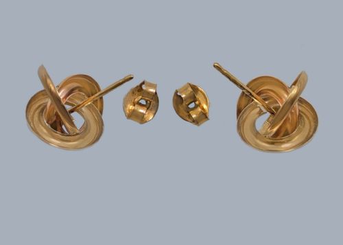 VINTAGE 9CT GOLD PEARL FLORAL KNOT EARRINGS 1960S LONDON HALLMARKED WITH POSTS - ADDITIONAL PHOTO 4