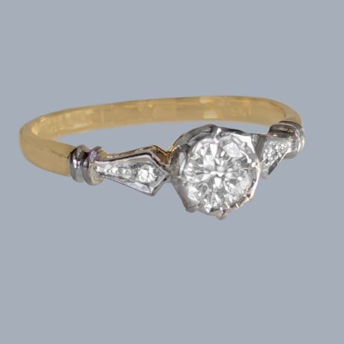 1920S DIAMOND SOLITAIRE RING IN 18CT GOLD AND PLATINUM - ADDITIONAL PHOTO 2
