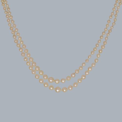 ART DECO DOUBLE STRAND PEARL NECKLACE WITH DIAMOND CLASP - ADDITIONAL PHOTO 6